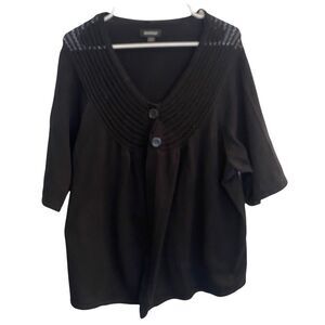 Avenue Black Short Sleeve Cardigan Sz 22/24